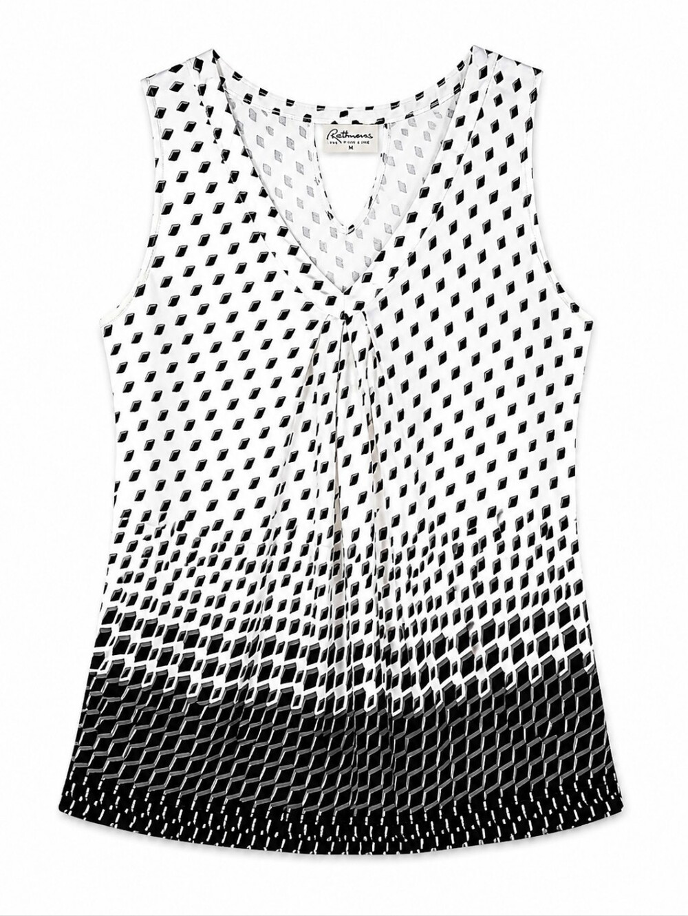 4/$20➡️ Reitmans Black & White Geometric Print V-Neck Tank Top – Size Medium GUC